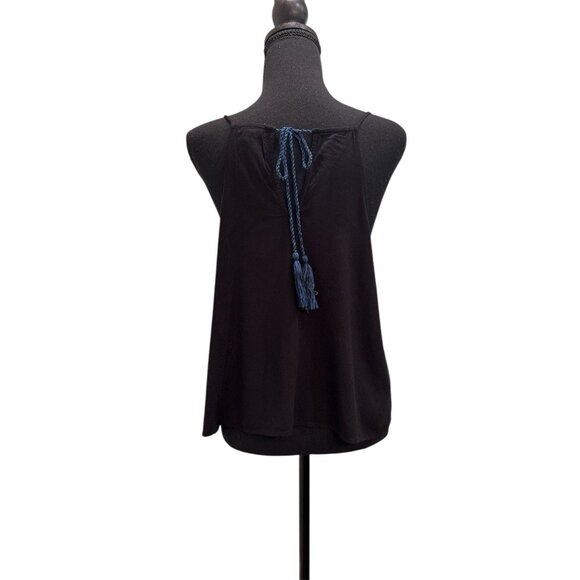 Eyeshadow Boho Tank Top XL Black Floral Embroidered - Picture 3 of 8
